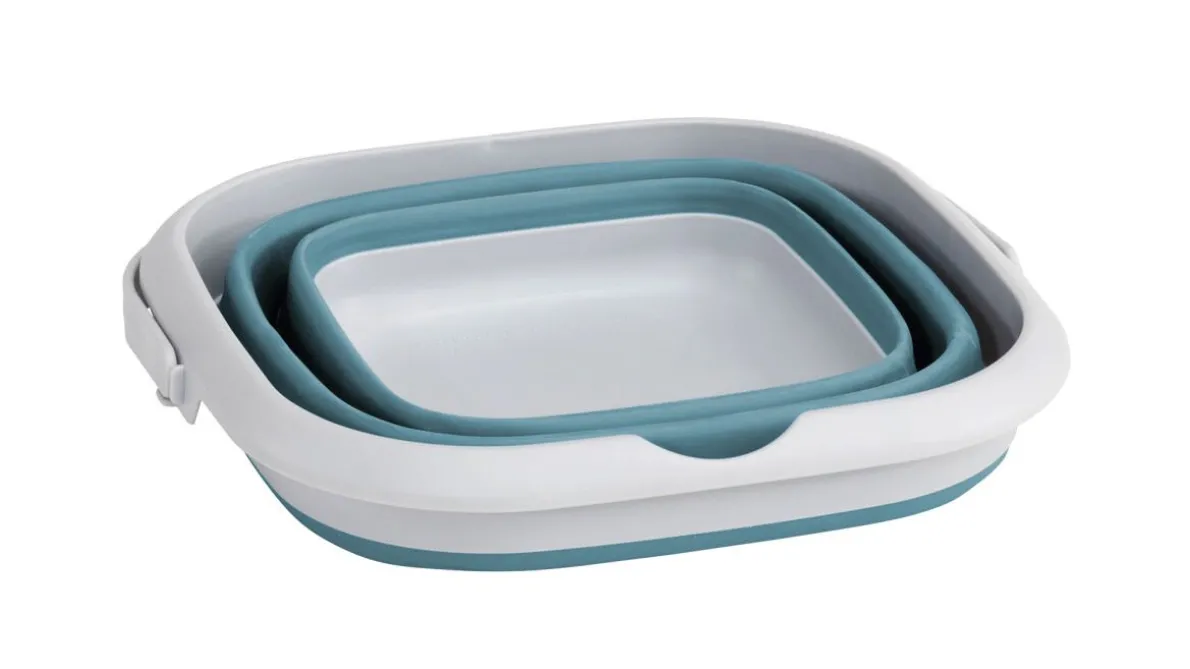 Collaps vierkante emmer met deksel Classic Blue